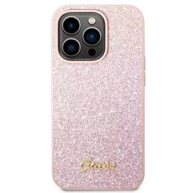 Guess GUHCP14XHGGSHP iPhone 14 Pro Max 6,7  różowy/pink hard case Glitter Script 2
