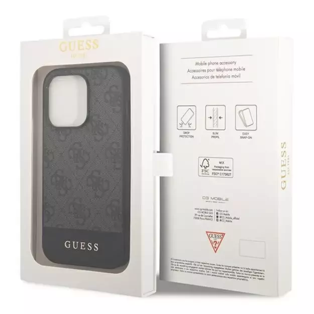 Guess GUHCP14XG4GLGR iPhone 14 Pro Max 6.7&quot  grey/grey hard case 4G Stripe Collection 14