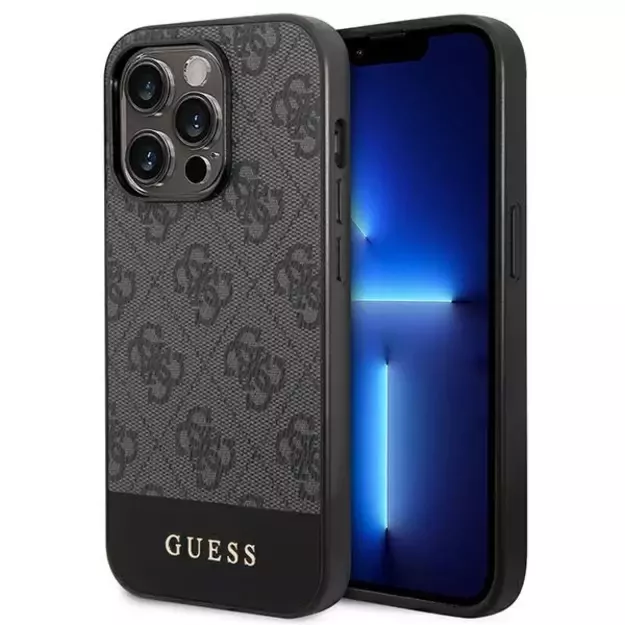 Guess GUHCP14XG4GLGR iPhone 14 Pro Max 6.7&quot  grey/grey hard case 4G Stripe Collection