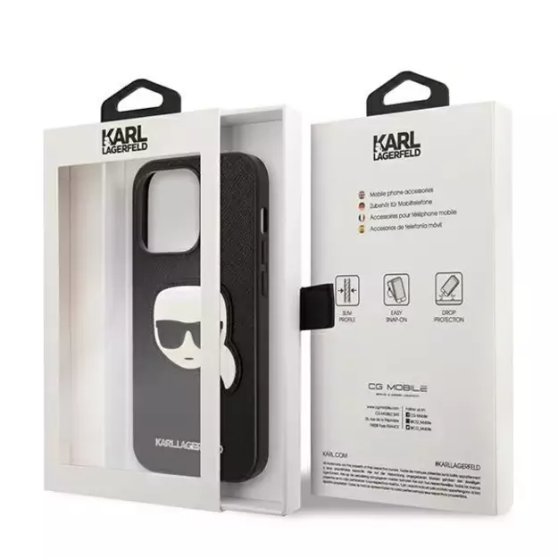 Karl Lagerfeld KLHCP14LSAPKHK iPhone 14 Pro 6,1  czarny/black hardcase Saffiano Karl`s Head Patch 14