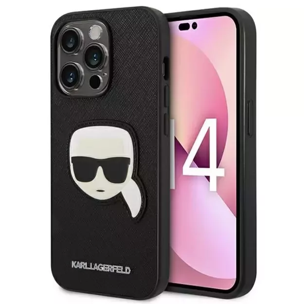 Karl Lagerfeld KLHCP14LSAPKHK iPhone 14 Pro 6,1  czarny/black hardcase Saffiano Karl`s Head Patch