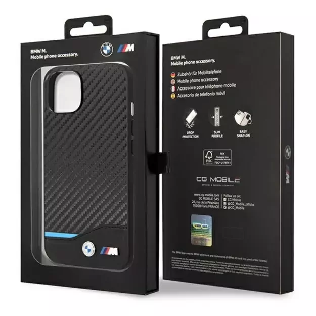 Case BMW BMHCP14M22NBCK iPhone 14 Plus 6.7 &quot black / black Leather Carbon 7