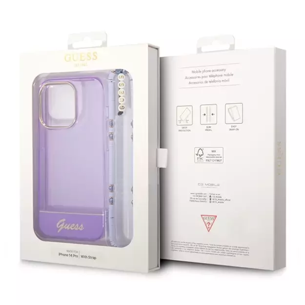 Guess GUHCP14LHGCOHU iPhone 14 Pro 6.1&quot  purple/purple hardcase Translucent Pearl Strap 12