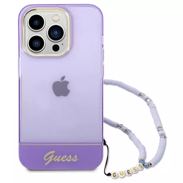 Guess GUHCP14LHGCOHU iPhone 14 Pro 6.1&quot  purple/purple hardcase Translucent Pearl Strap 7