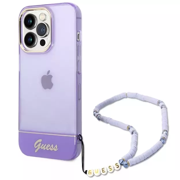 Guess GUHCP14LHGCOHU iPhone 14 Pro 6.1&quot  purple/purple hardcase Translucent Pearl Strap