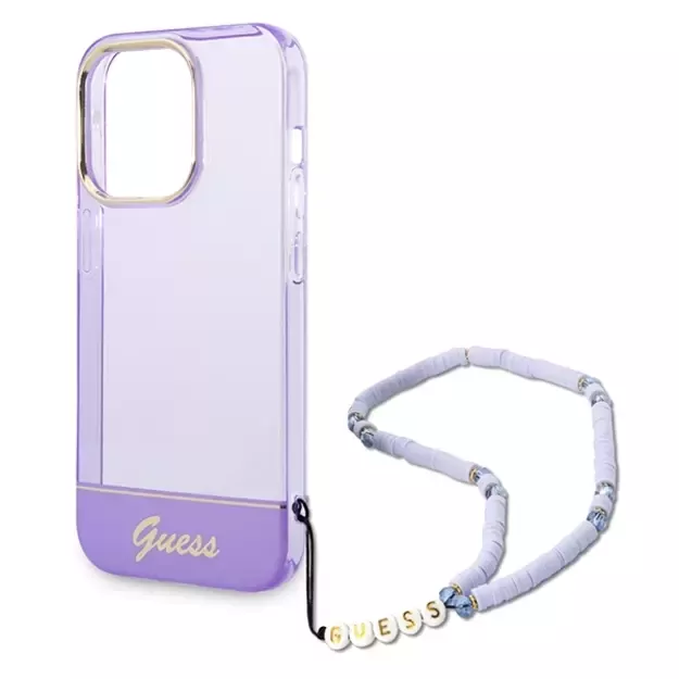 Guess GUHCP14LHGCOHU iPhone 14 Pro 6.1&quot  purple/purple hardcase Translucent Pearl Strap 10