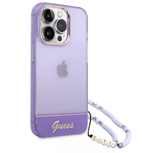 Guess GUHCP14LHGCOHU iPhone 14 Pro 6.1&quot  purple/purple hardcase Translucent Pearl Strap 8