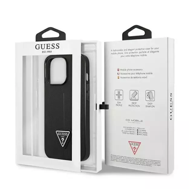 Guess GUHCP14LPSATLK iPhone 14 Pro 6.1&quot  black/black hardcase SaffianoTriangle Logo 6