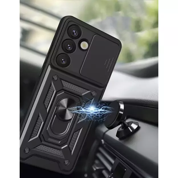 Hybrid Armor Camshield with Camera Cover and Metal Ring for Samsung Galaxy S25 - Black 8
