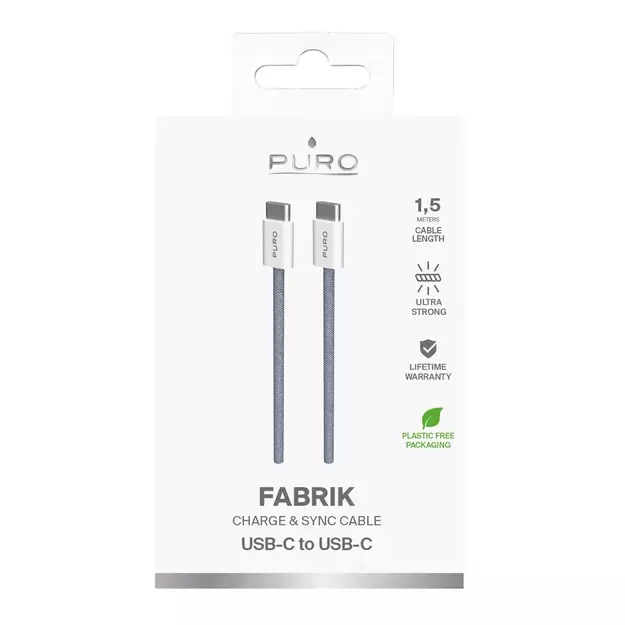 Puro Fabrik 60W USB-C - USB-C Cable 1.5m - Blue 2