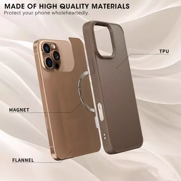 Wozinsky Carbon Fiber Case with MagSafe for Samsung Galaxy S25 - Brown 10