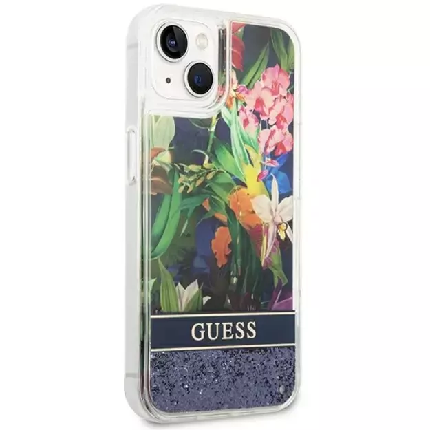 Guess GUHCP14MLFLSB iPhone 14 Plus 6.7 &quot blue / blue hardcase Flower Liquid Glitter 11