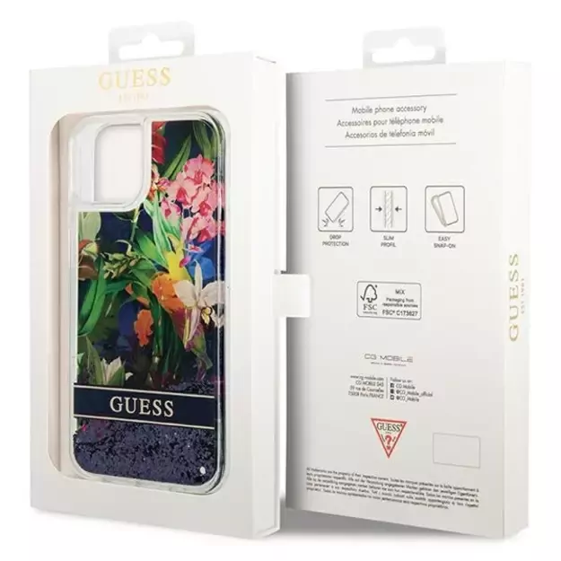 Guess GUHCP14MLFLSB iPhone 14 Plus 6.7 &quot blue / blue hardcase Flower Liquid Glitter 8