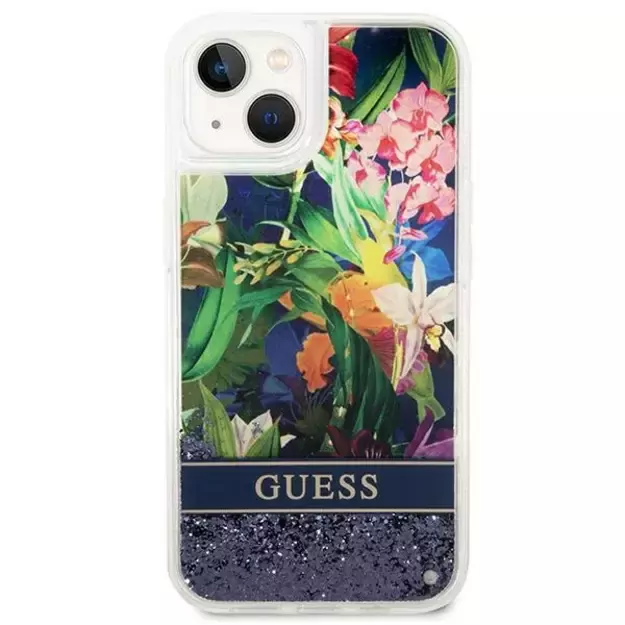 Guess GUHCP14MLFLSB iPhone 14 Plus 6.7 &quot blue / blue hardcase Flower Liquid Glitter 10