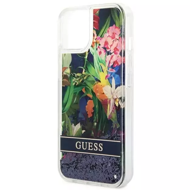 Guess GUHCP14MLFLSB iPhone 14 Plus 6.7 &quot blue / blue hardcase Flower Liquid Glitter 13