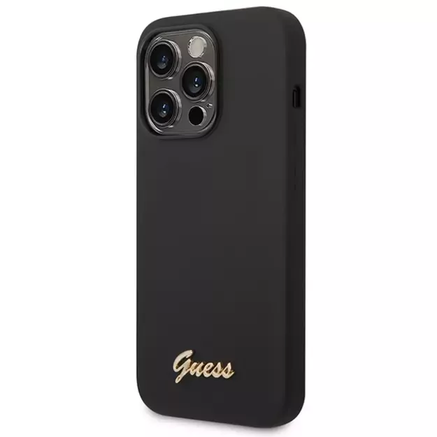 Guess GUHCP14XSLSMK iPhone 14 Pro Max 6.7  black/black hard case Silicone Vintage Gold Logo 8