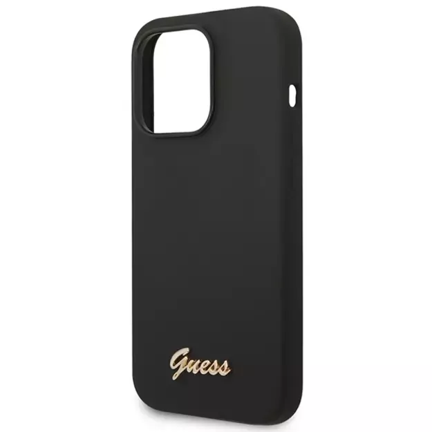Guess GUHCP14XSLSMK iPhone 14 Pro Max 6.7  black/black hard case Silicone Vintage Gold Logo 12