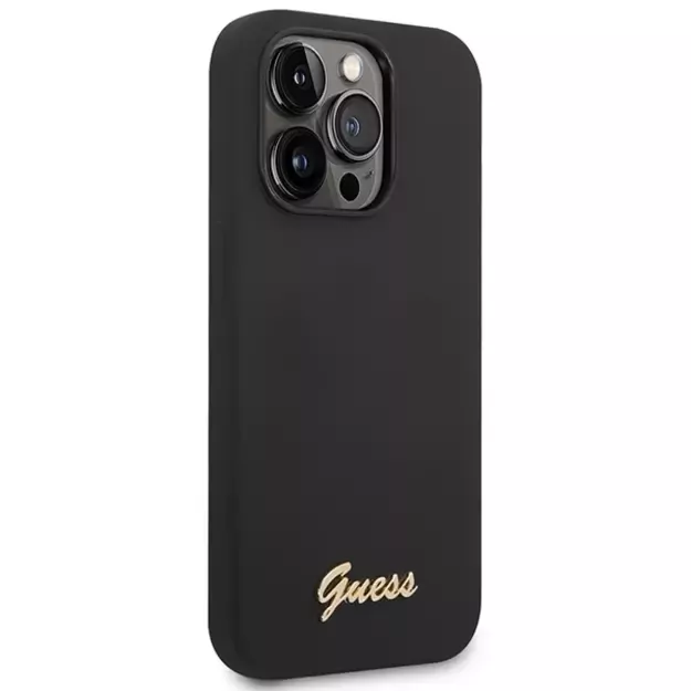 Guess GUHCP14XSLSMK iPhone 14 Pro Max 6.7  black/black hard case Silicone Vintage Gold Logo 10