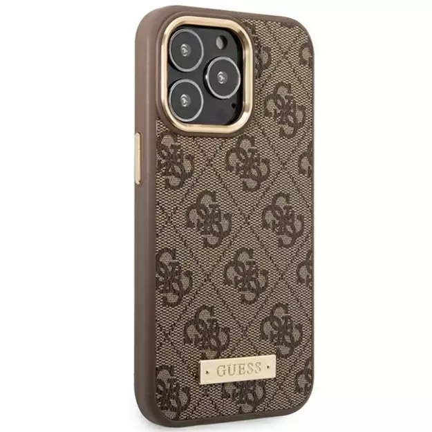 Guess GUHMP14LU4GPRW iPhone 14 Pro 6.1  brown / brown hard case 4G Logo Plate MagSafe 3
