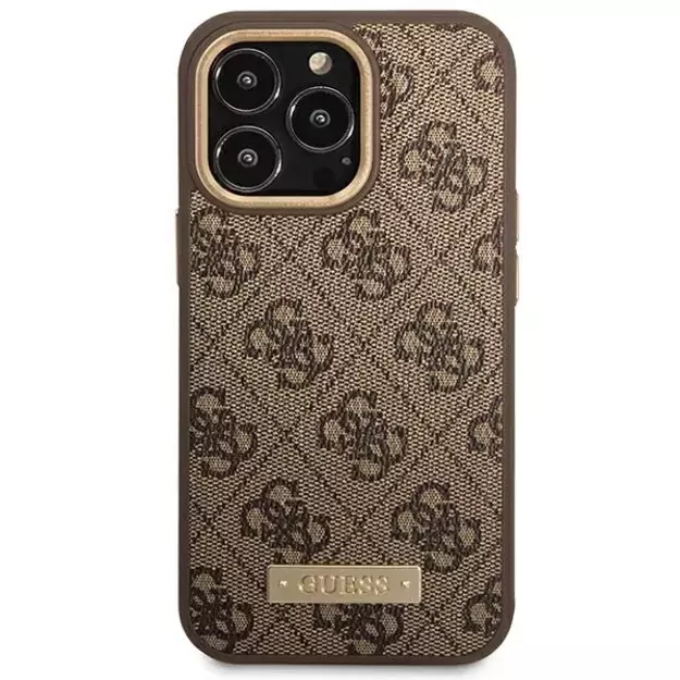 Guess GUHMP14LU4GPRW iPhone 14 Pro 6.1  brown / brown hard case 4G Logo Plate MagSafe 2