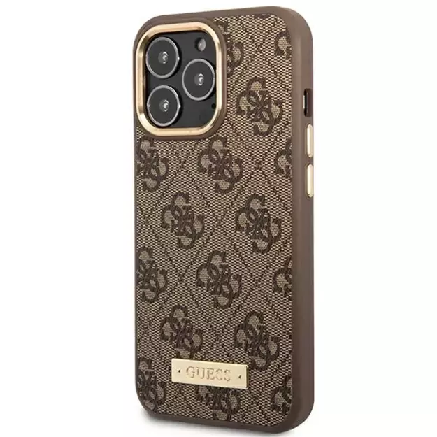 Guess GUHMP14LU4GPRW iPhone 14 Pro 6.1  brown / brown hard case 4G Logo Plate MagSafe 1