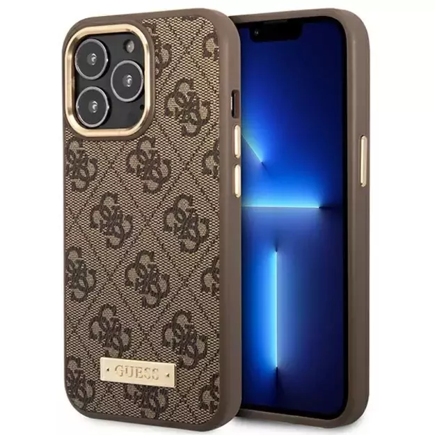 Guess GUHMP14LU4GPRW iPhone 14 Pro 6.1  brown / brown hard case 4G Logo Plate MagSafe