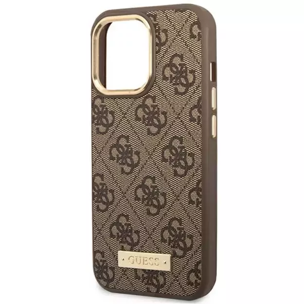 Guess GUHMP14LU4GPRW iPhone 14 Pro 6.1  brown / brown hard case 4G Logo Plate MagSafe 5