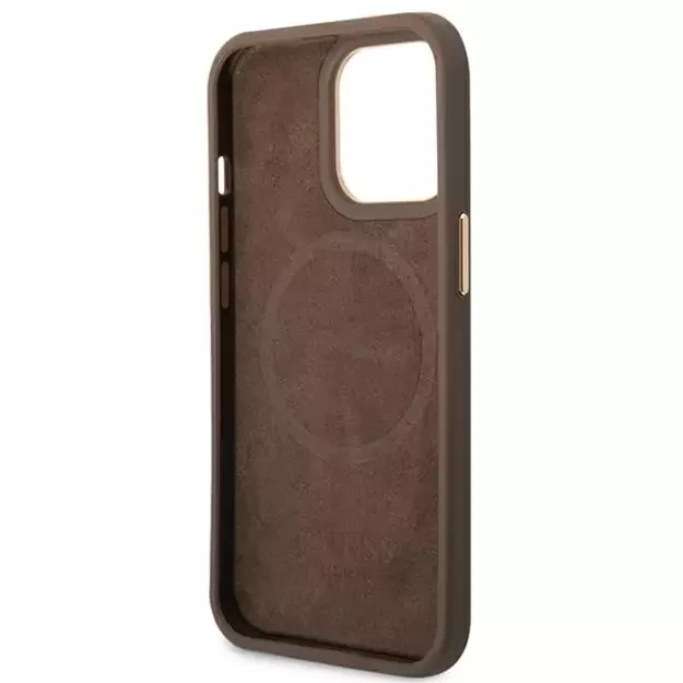 Guess GUHMP14LU4GPRW iPhone 14 Pro 6.1  brown / brown hard case 4G Logo Plate MagSafe 6