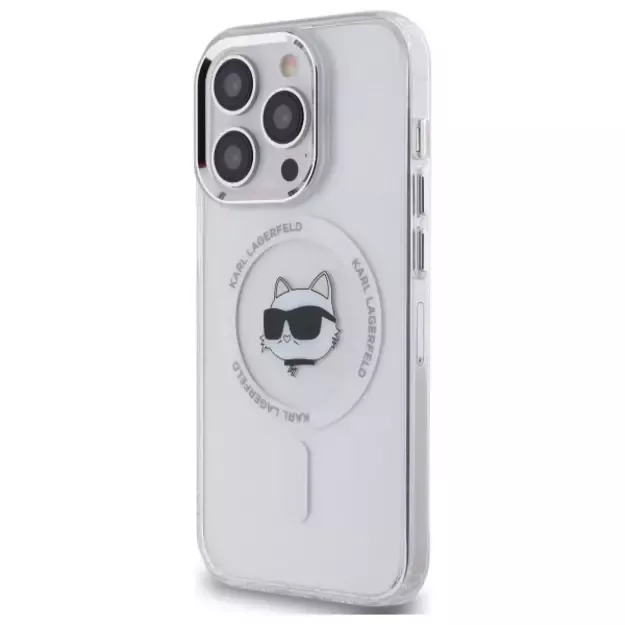 Karl Lagerfeld IML Metal Choupette Head MagSafe iPhone 13 Case - White 1