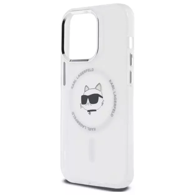 Karl Lagerfeld IML Metal Choupette Head MagSafe iPhone 13 Case - White 5