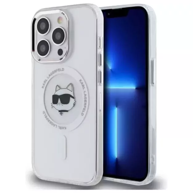 Karl Lagerfeld IML Metal Choupette Head MagSafe iPhone 13 Case - White