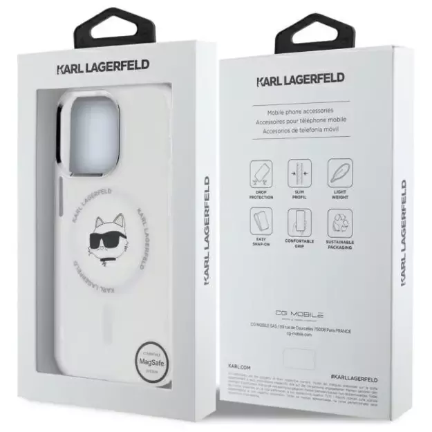 Karl Lagerfeld IML Metal Choupette Head MagSafe iPhone 13 Case - White 7