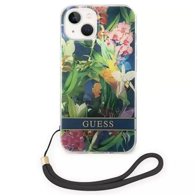 Guess GUOHCP14MHFLSB iPhone 14 Plus 6.7 &quot blue / blue hardcase Flower Strap 7