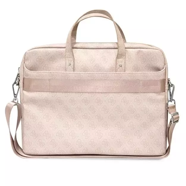 Guess Saffiano 4G Triangle Logo bag for a 16&#39 &#39  laptop - pink 4