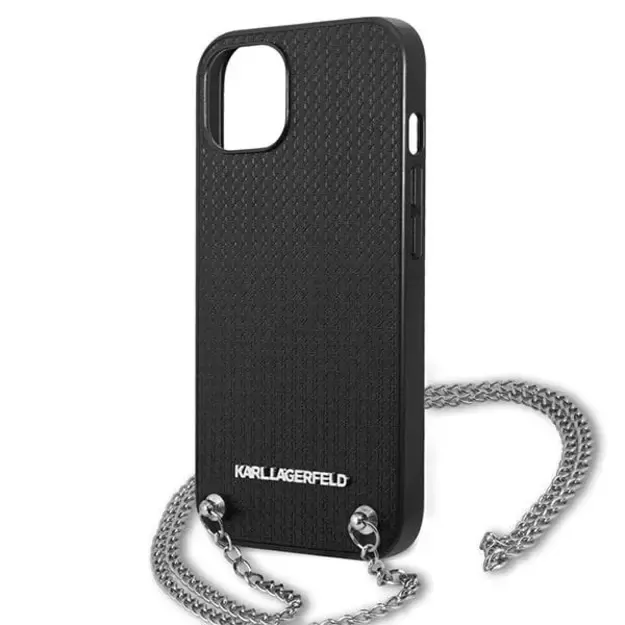 Karl Lagerfeld KLHCP13SPMK iPhone 13 mini 5,4 &quot hardcase black / black Leather Textured and Chain 5