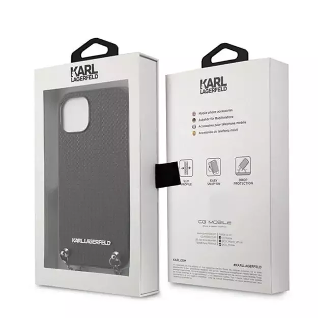 Karl Lagerfeld KLHCP13SPMK iPhone 13 mini 5,4 &quot hardcase black / black Leather Textured and Chain 7