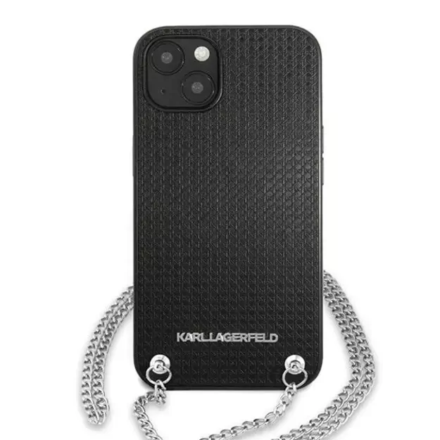 Karl Lagerfeld KLHCP13SPMK iPhone 13 mini 5,4 &quot hardcase black / black Leather Textured and Chain 2