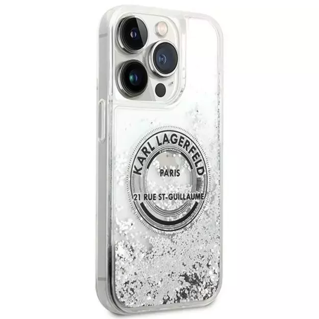 Karl Lagerfeld KLHCP14LLCRSGRS iPhone 14 Pro 6.1  silver / silver hardcase Liquid Glitter RSG 3