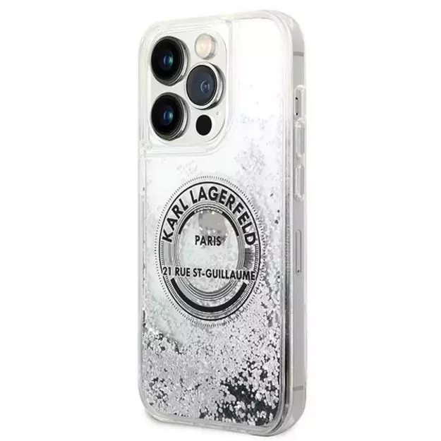 Karl Lagerfeld KLHCP14LLCRSGRS iPhone 14 Pro 6.1  silver / silver hardcase Liquid Glitter RSG 1