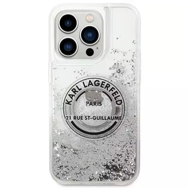 Karl Lagerfeld KLHCP14LLCRSGRS iPhone 14 Pro 6.1  silver / silver hardcase Liquid Glitter RSG 2