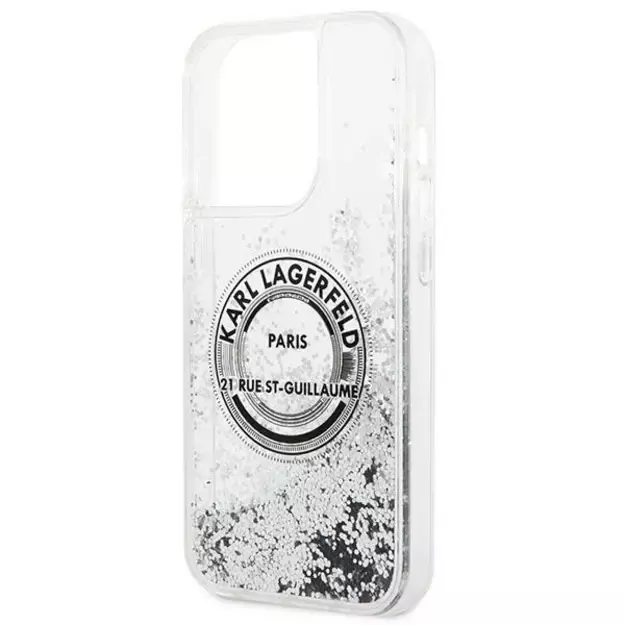 Karl Lagerfeld KLHCP14LLCRSGRS iPhone 14 Pro 6.1  silver / silver hardcase Liquid Glitter RSG 5