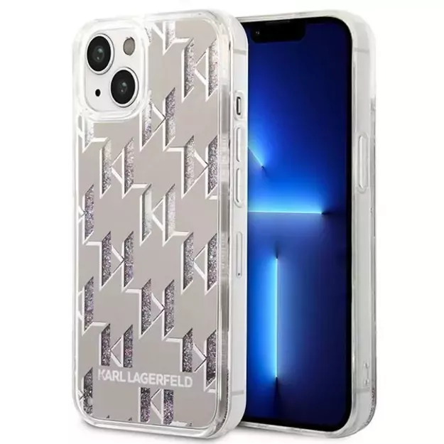 Karl Lagerfeld KLHCP14MLMNMS iPhone 14 Plus 6.7 &quot hardcase silver / silver Liquid Glitter Monogram