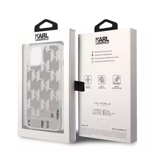 Karl Lagerfeld KLHCP14MLMNMS iPhone 14 Plus 6.7 &quot hardcase silver / silver Liquid Glitter Monogram 2
