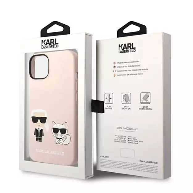 Karl Lagerfeld KLHMP14MSSKCI iPhone 14 Plus 6.7 &quot hardcase light pink / light pink Silicone Karl &amp  Choupette Magsafe 7
