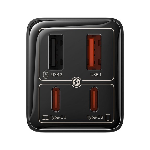 Baseus GaN6 Pro Charger 65W 2 x USB-C 2 x USB-A with Black USB-C Cable 100W 1m - Black 4