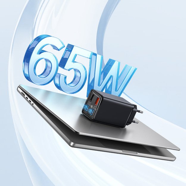 Baseus GaN6 Pro Charger 65W 2 x USB-C 2 x USB-A with Black USB-C Cable 100W 1m - Black 10