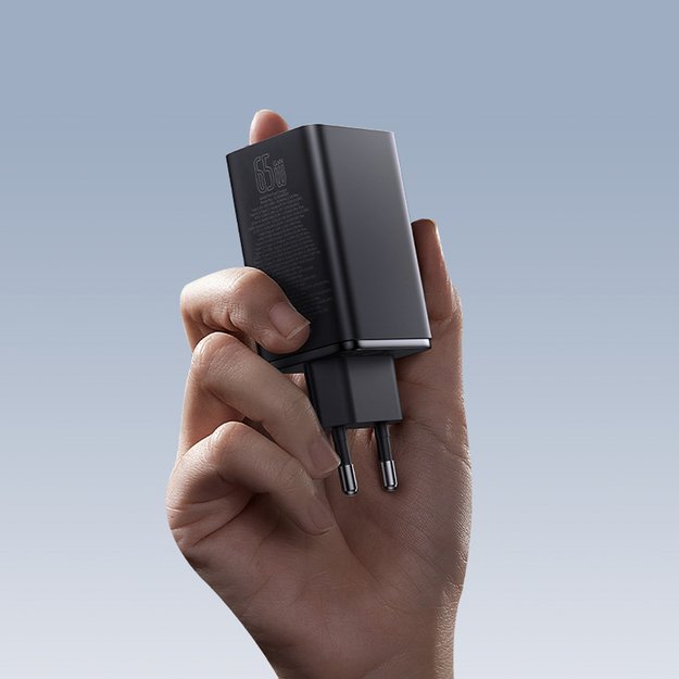 Baseus GaN6 Pro Charger 65W 2 x USB-C 2 x USB-A with Black USB-C Cable 100W 1m - Black 12