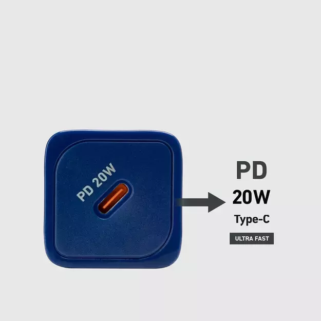 SBS TETRGAN1C20B 20W GaN Wall Charger with Power Delivery - Blue 8