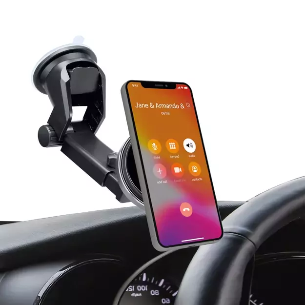 SBS TESUPMAGEXTWIR15W Telescopic Smartphone Holder with Wireless Charger, MagSafe Compatible, for Windshield and Dashboard - Black 1