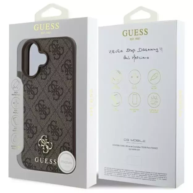 Guess 4G Small Classic MagSafe iPhone 16 Case - Brown 7